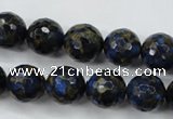 CGO176 15.5 inches 16mm faceted round gold blue color stone beads