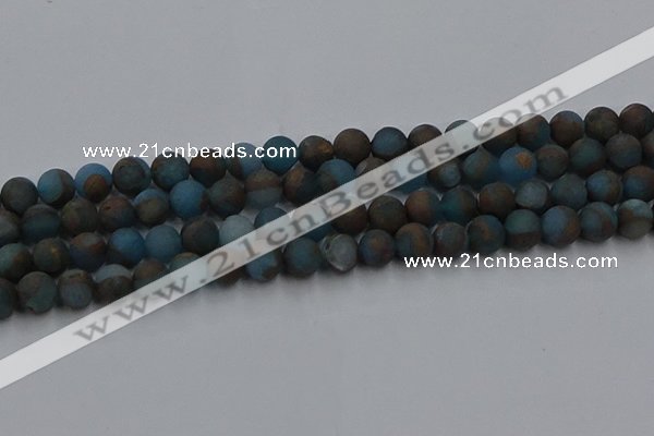 CGO258 15.5 inches 10mm round matte gold multi-color stone beads