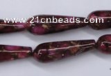 CGO78 15.5 inches 8*20mm teardrop gold red color stone beads