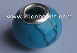 CGP01 20pcs 11*14mm roundel silver plated turquoise colored European beads