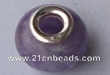 CGP04 5pcs 9*14mm roundel 925 silver core amethyst gemstone European beads