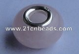 CGP05 5pcs 9*14mm roundel 925 silver core rose quartz European beads