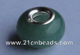 CGP06 5pcs 9*14mm roundel 925 silver core jade gemstone European beads