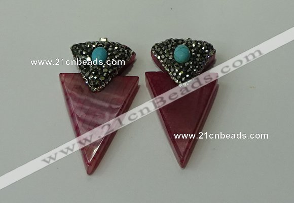 CGP103 30*55mm arrowhead agate gemstone pendants wholesale