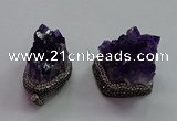 CGP1536 30*35mm - 28*40mm faceted nuggets druzy amethyst pendants