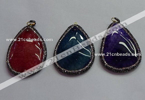 CGP1547 40*60mm flat teardrop agate pendants wholesale