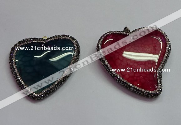 CGP1549 48*50mm - 50*55mm heart agate pendants wholesale