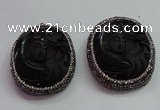 CGP1569 43*53mm carved black obsidian pendants wholesale