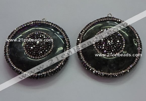 CGP1580 45mm coin labradorite gemstone pendants wholesale