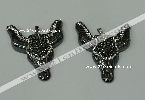 CGP161 40*50mm ox-head hematite gemstone pendants wholesale