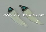 CGP291 15*65mm feather pearl shell pendants wholesale