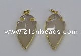 CGP3001 22*45mm arrowhead agate gemstone pendants wholesale