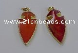 CGP3004 22*45mm arrowhead agate gemstone pendants wholesale