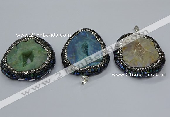 CGP3084 40*50mm - 45*55mm freeform druzy agate pendants