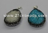 CGP3108 25*45mm flat teardrop druzy agate pendants wholesale