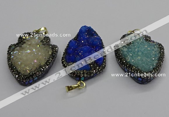 CGP3112 30*45mm arrowhead druzy agate pendants wholesale