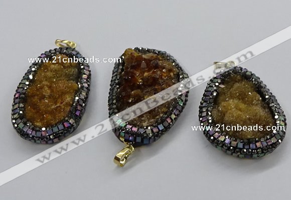 CGP3127 30*50mm - 35*55mm freeform druzy agate pendants