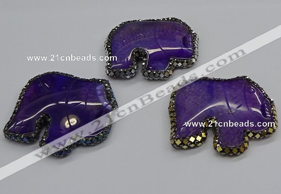 CGP3172 50*55mm elephant agate gemstone pendants wholesale