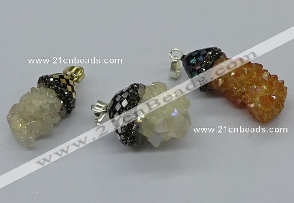 CGP3189 15*20mm - 15*35mm nuggets plated druzy quartz pendants