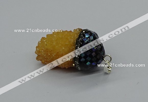 CGP3197 20*30mm - 25*40mm nuggets plated druzy quartz pendants