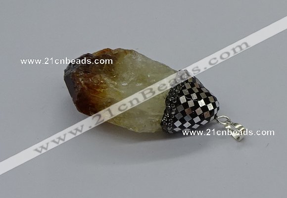 CGP3205 25*45mm - 28*50mm nuggets citrine gemstone pendants