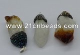CGP3209 25*45mm - 28*50mm nuggets citrine & white crystal pendants