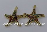 CGP3238 55*58mm starfish druzy agate pendants wholesale