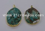 CGP3279 40*50mm - 40*55mm faceted oval ocean agate pendants