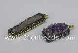 CGP3383 10*35mm - 15*50mm rectangle plated druzy amethyst pendants