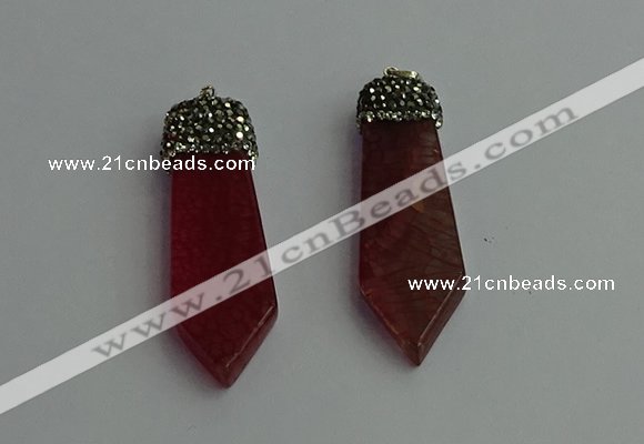 CGP342 12*50mm - 15*55mm arrowhead agate pendants wholesale