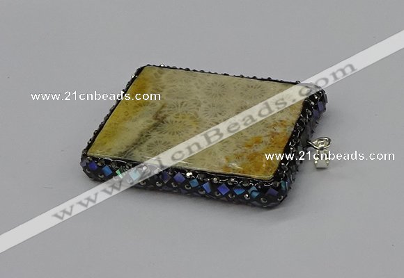 CGP3422 35*60mm - 40*50mm rectangle fossil coral pendants