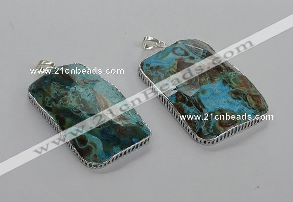 CGP3464 34*45mm - 35*55mm faceted rectangle ocean agate pendants