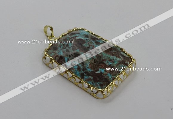CGP3479 34*45mm - 35*55mm faceted rectangle ocean agate pendants