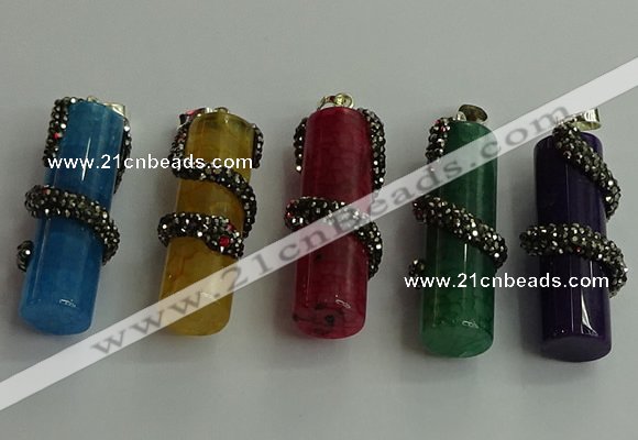 CGP354 12*40mm tube agate gemstone pendants wholesale