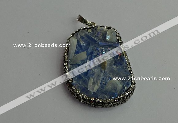 CGP378 30*40mm - 35*45mm freeform plated white crystal pendants