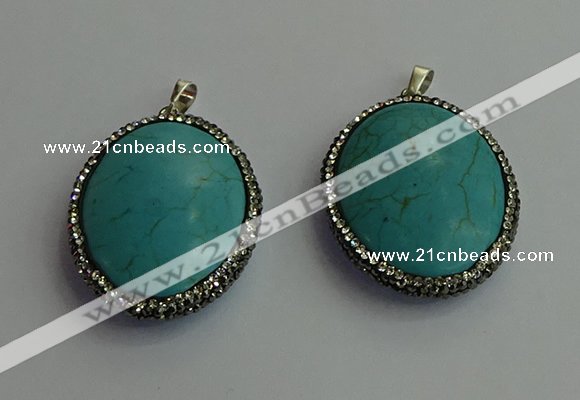 CGP405 30*40mm - 35*45mm oval turquoise pendants wholesale