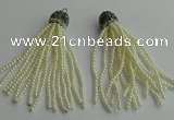 CGP418 3mm round handmade glass beaded tassel pendants wholesale
