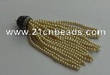 CGP718 3mm round handmade glass beaded tassel pendants wholesale