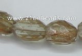 CGQ06 15.5 inches 15*20mm faceted egg-shaped gold sand quartz beads