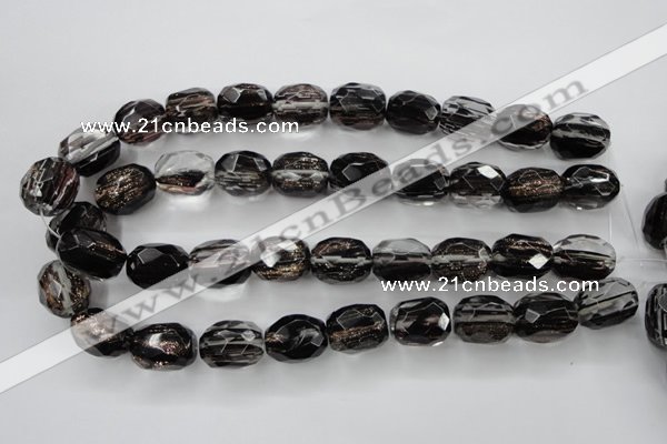 CGQ08 15.5 inches 15*20mm faceted egg-shaped gold sand quartz beads