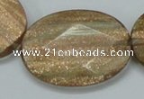 CGQ15 15.5 inches 30*40mm faceted oval gold sand quartz beads