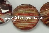 CGQ17 15.5 inches 30mm faceted flat round gold sand quartz beads