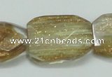 CGQ18 20*30mm faceted & twisted rectangle gold sand quartz beads