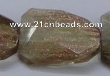 CGQ19 30*40mm faceted & twisted rectangle gold sand quartz beads