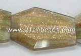 CGQ20 15.5 inches 35*45mm faceted hexagon gold sand quartz beads