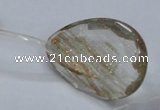 CGQ21 15.5 inches 30*40mm faceted flat teadrdrop gold sand quartz beads