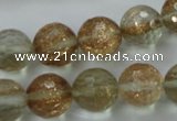 CGQ27 15.5 inches 14mm faceted round gold sand quartz beads