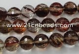 CGQ33 15.5 inches 10mm faceted round gold sand quartz beads
