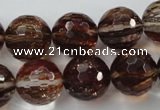 CGQ36 15.5 inches 16mm faceted round red gold sand quartz beads