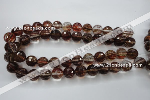 CGQ36 15.5 inches 16mm faceted round red gold sand quartz beads